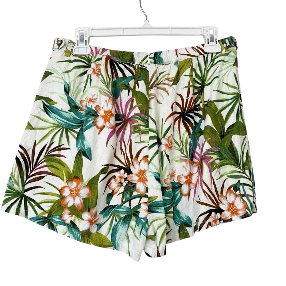 Anthropologie Lost and Wander Linen Shorts Womens Size Medium M Tropical - Picture 2 of 11